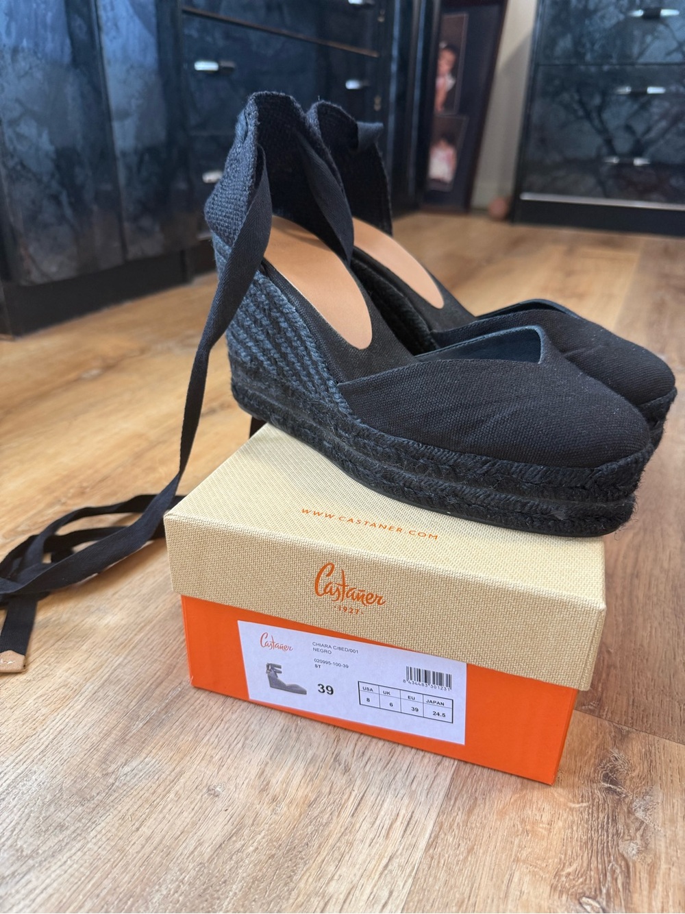 Castaner Black Espadrille Wedge- Chiara